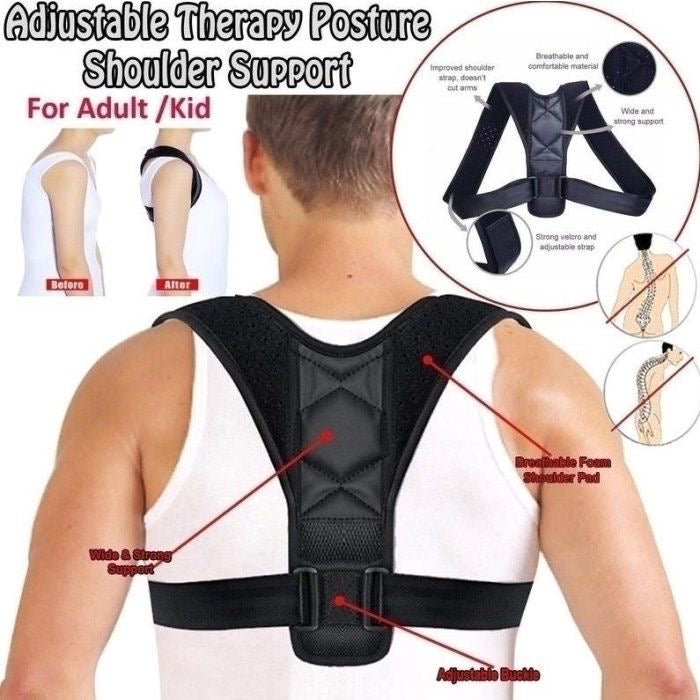 Adjustable Back & Shoulder Posture Corrector Belt – Pain Relief & Spine Support for Men & Women
