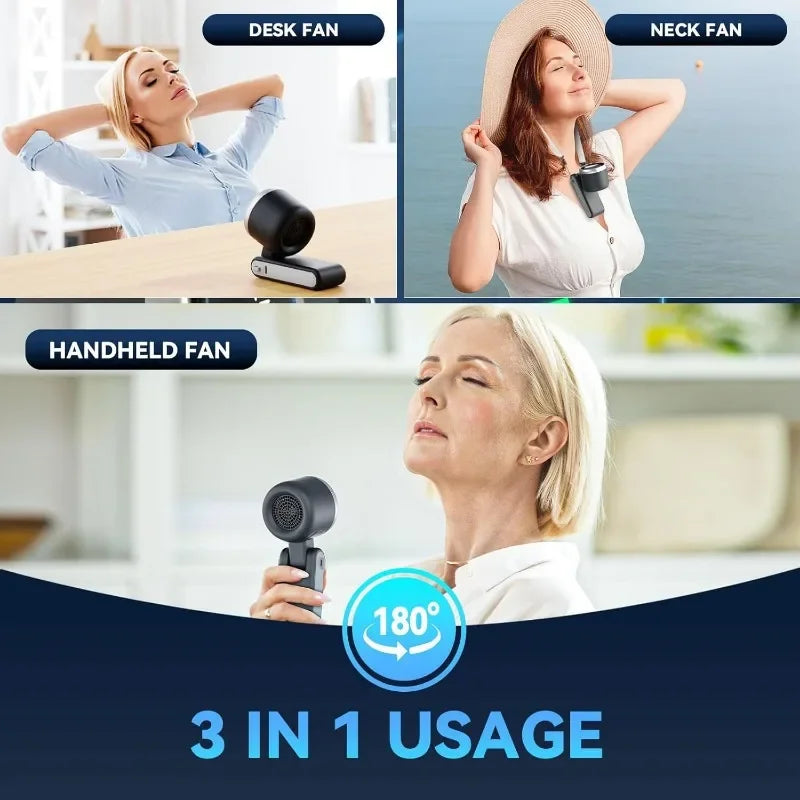 Ultra-Portable 3-in-1 Foldable Handheld & Desk Fan (3600mAh)